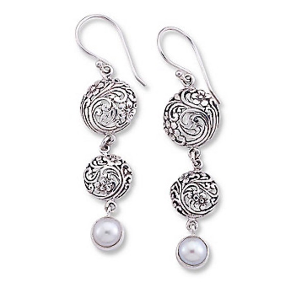 Samuel B. Silver Triple Drop Pearl Drop Earrings